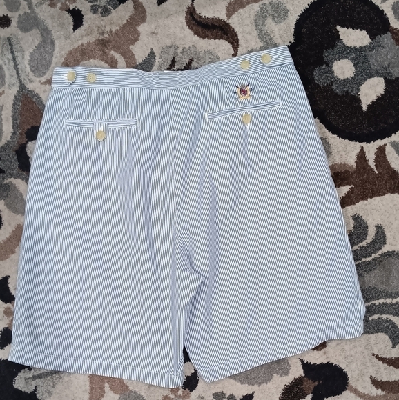 Tommy Hilfiger Shorts Men's Sz 36 Blue Seersucker Striped Chino VTG Casual - Picture 2 of 8